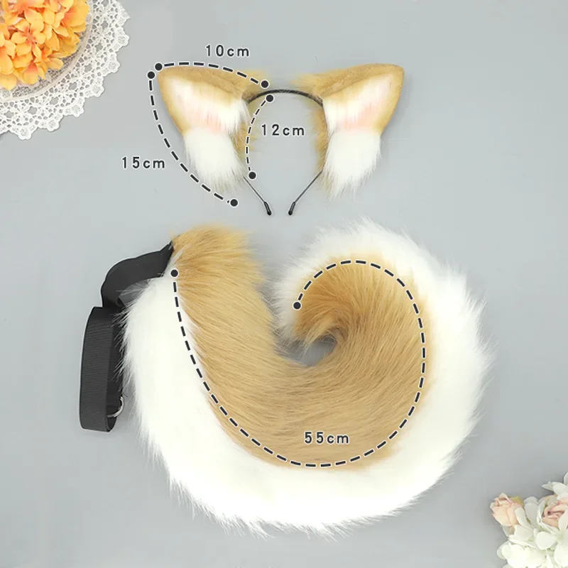 

Реквизит для комиксов, ручная работа, повязка на голову с ушками зверя Kc, собачий хвост, плюшевые уши зверя, комплект хвоста зверя