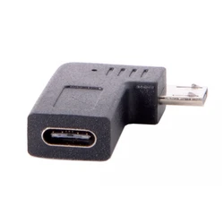 USB-C typ C żeńska do Micro USB 2.0 5Pin męski Adapter danych 90 stopni po lewej i prostopadły