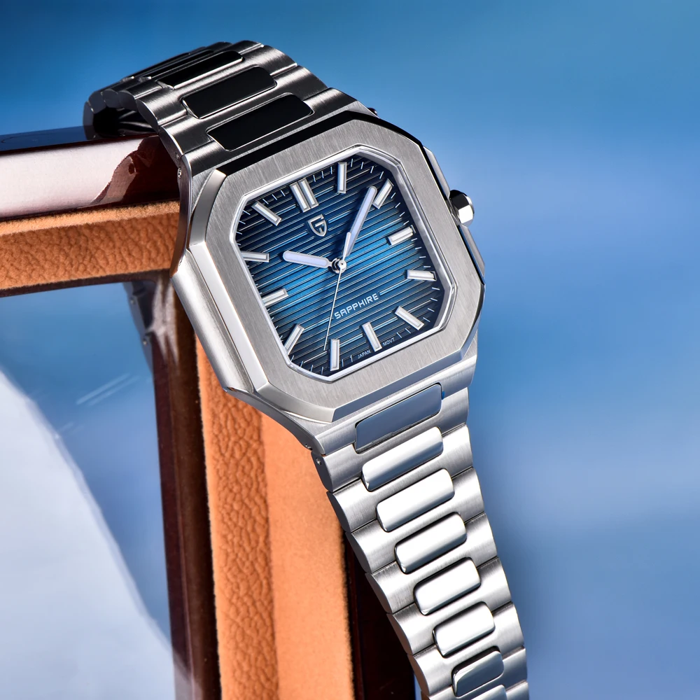 2025 جديد باجاني تصميم العلامة التجارية ساعة رجالي كوارتز الياقوت مرآة مضيئة ساعة مناسبة للحركة اليابانية ساعة مقاومة للماء