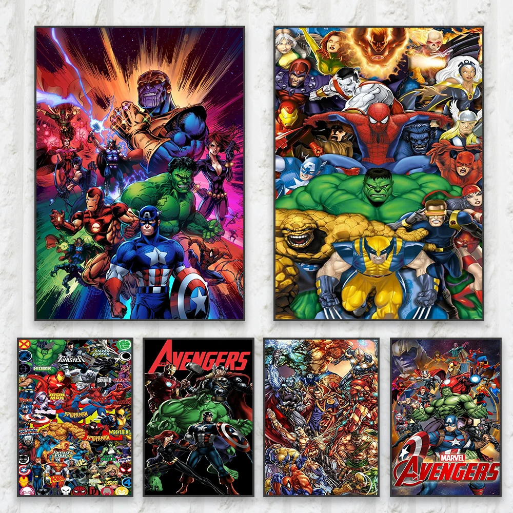 Superheld Graffiti Art Print Disney Deadpool Wolverine Venom Hulk Illustratie Prints Canvas Schilderij Home Woonkamer Decor
