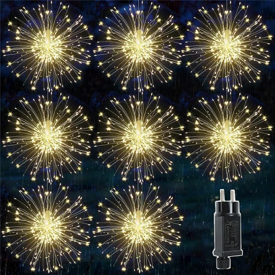 LED Christmas Firework Fairy String Lights Outdoor 5/10PCS Exploding Star Garland Light for Wedding Party Garden Courtyard Decor