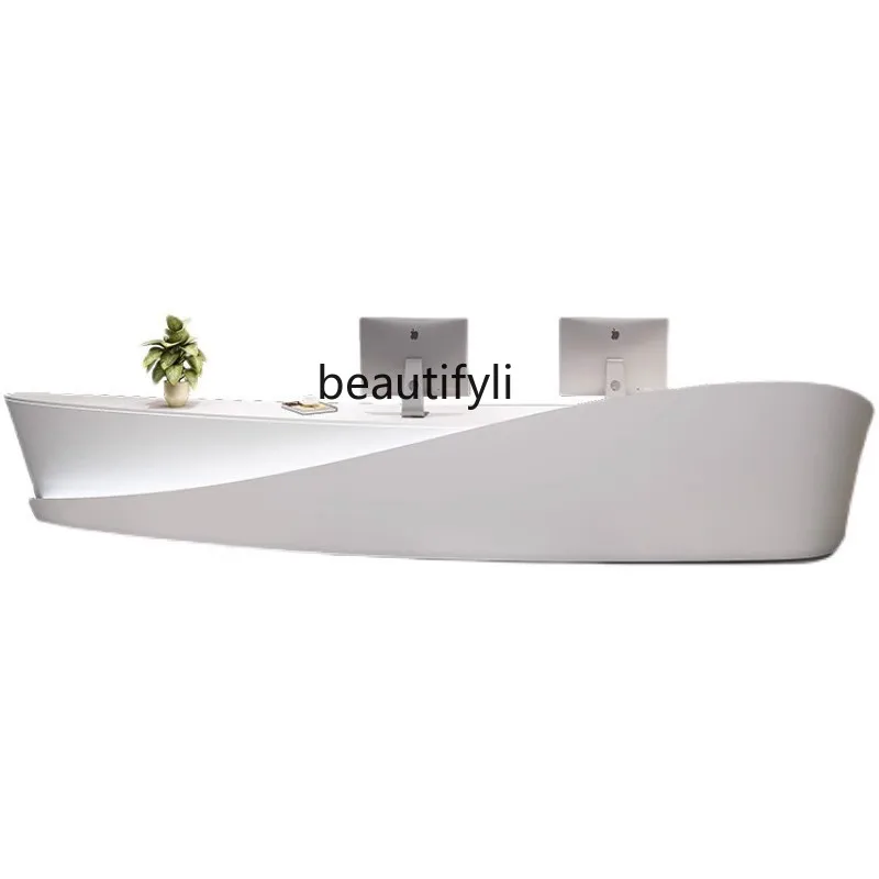 

FRP piano paint front desk creative boat type reception desk fashion beauty salon welcome desk hotel service bar