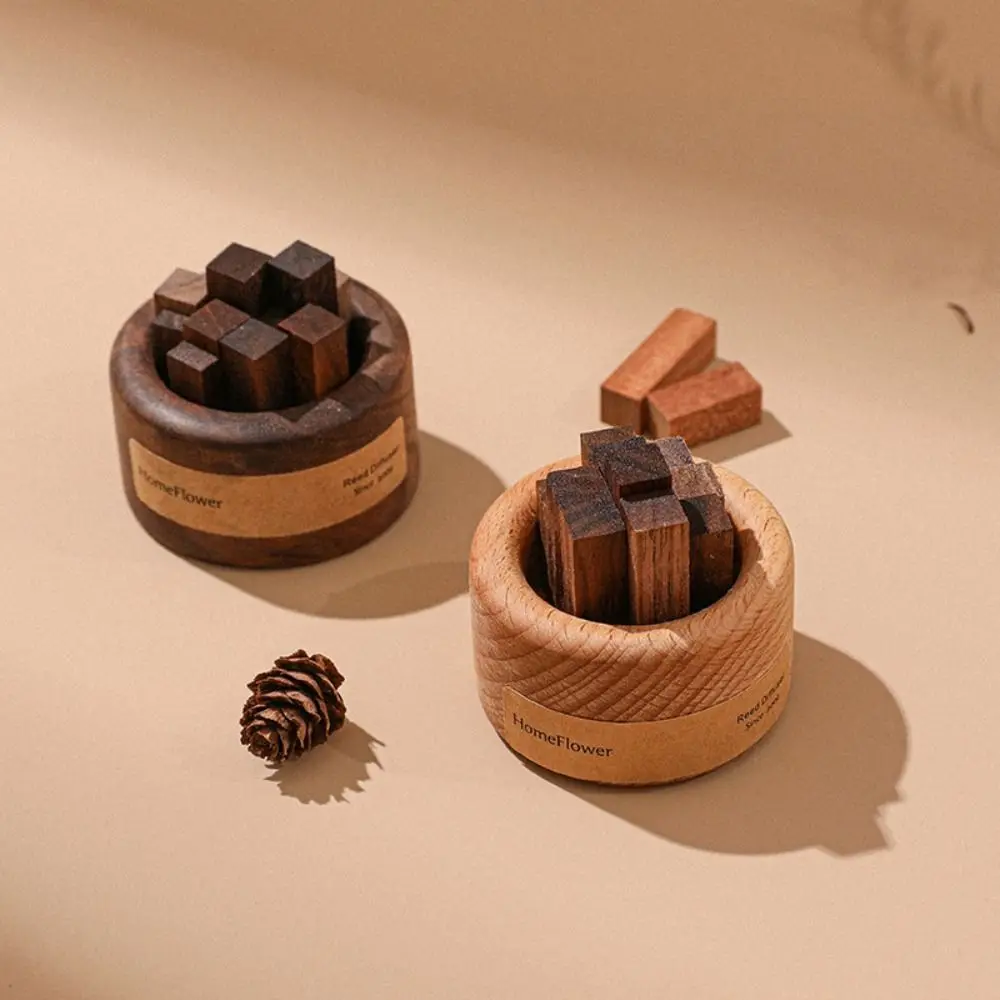 Unique Wooden Diffuser Eco-Friendly 3 Color Wood Art Fireless Aromatherapy Round Wooden Aromatherapy Home Decoration