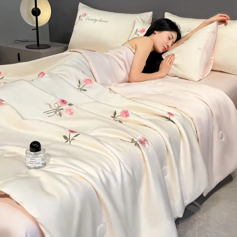 

2025 new washed ice silk summer quilt four-piece air conditioner quilt four-piece summer cool ice silk summer quilt