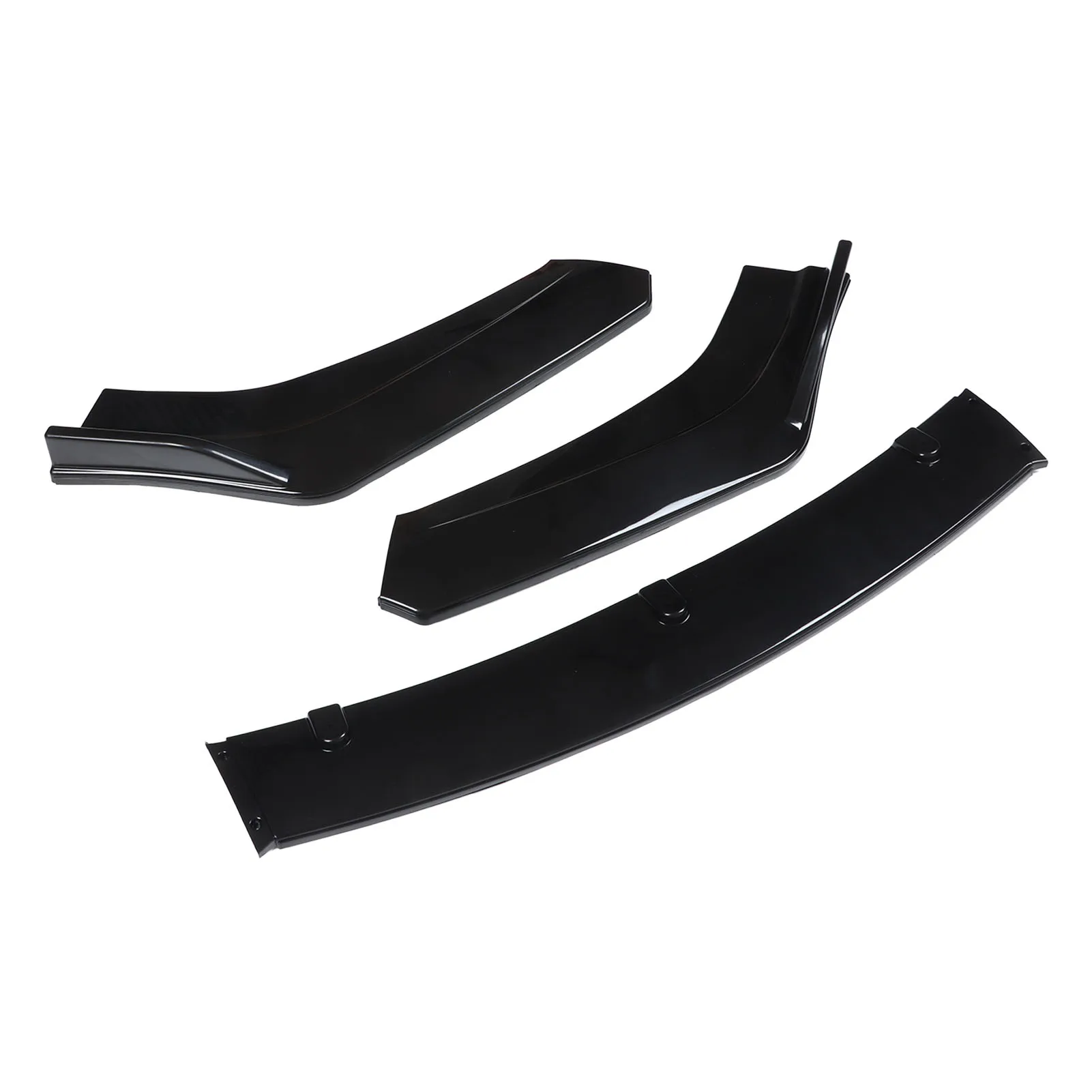 3pcs Front Bumper Lip Splitter Front Bumper Lip Splitter Kit Gloss Black High Toughness Universal Front Spoiler Body Kit