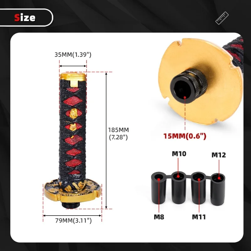 Accesorios de modificación automática, palo de onda de cabeza de manija de engranaje samurái, cabezal de engranaje manual, palanca de cambios, palanca de cambios universal