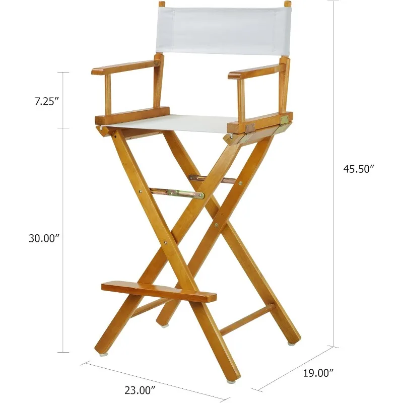 Regisseursstoel Honing Eiken Frame-met Wit Canvas, Barhoogte