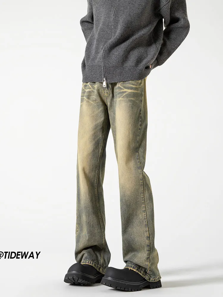 

Extended Length Jeans Men's Spring Autumn Sle Slim Straight Leg Micro Flare Denim Pants High Waist American Sle Youth Trend