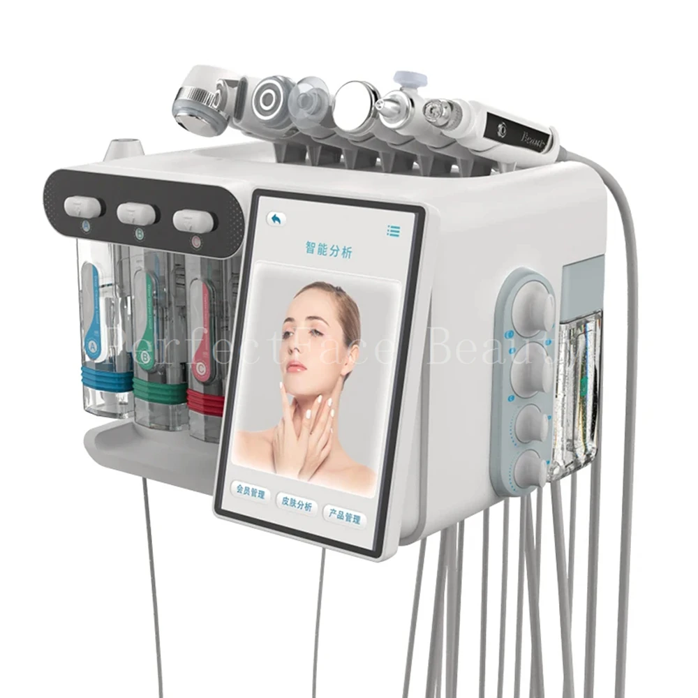 8-in-1 Hydra Zuurstof Gezichtsmachine Aqua Peel Microdermabrasie Diep Schoon & Huidanalyse Apparaat Thuis Salon Systeem