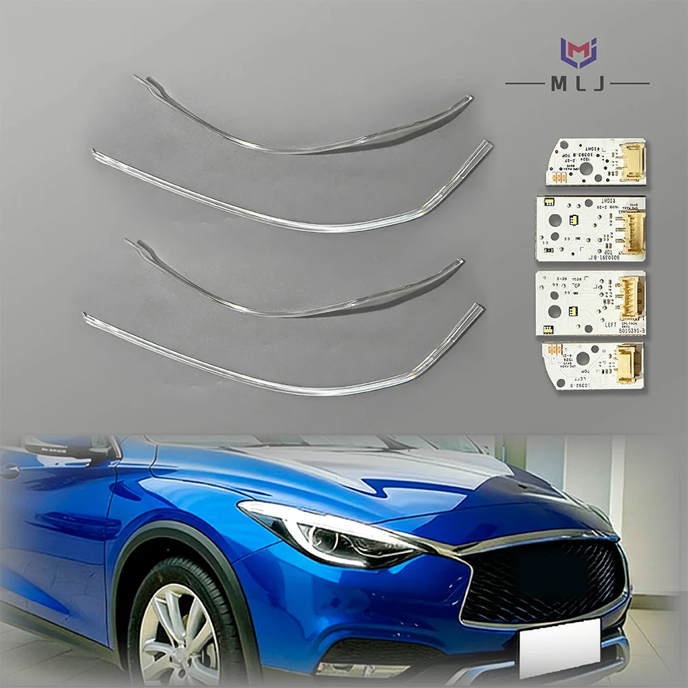 

B010391-B 90-B Car DRL Headlight Light Guide Strip Daytime Running Light Tube Bar LED Light chip For Infiniti QX30 Q30 2017-2019