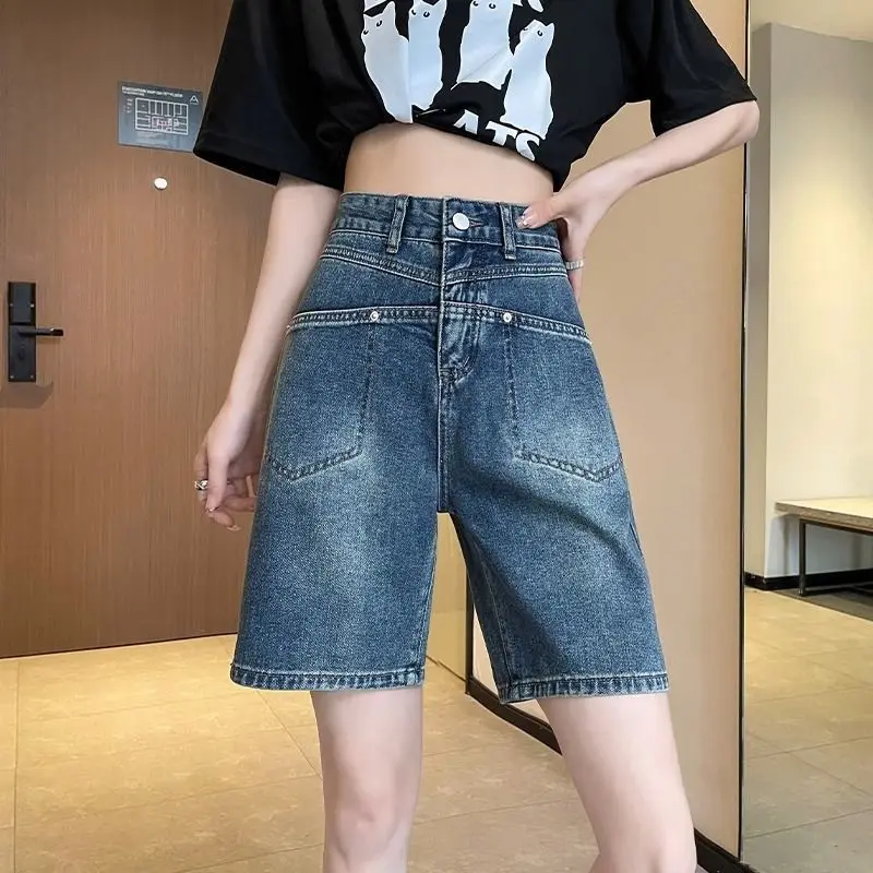 

High-waisted Five-point Denim Shorts for Women in Summer Thin Large Size Loose