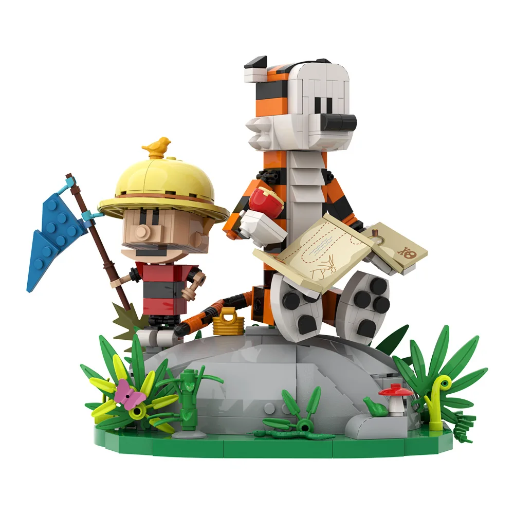 Gobricks MOC Calvined en Hobbes Bricks Model Klassieke Comic Book Figuur Cartoon Tijger Bouwstenen Montage Speelgoed Kinderen Geschenken
