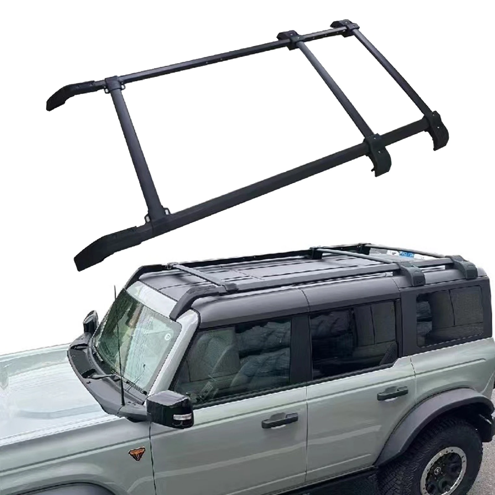 Roof rack+Cross Bar 5PCS fits for Ford Bronco 2021 2022 2023 2024 aluminum carrier racks  baggage rails Roof Rail Crossbar Black