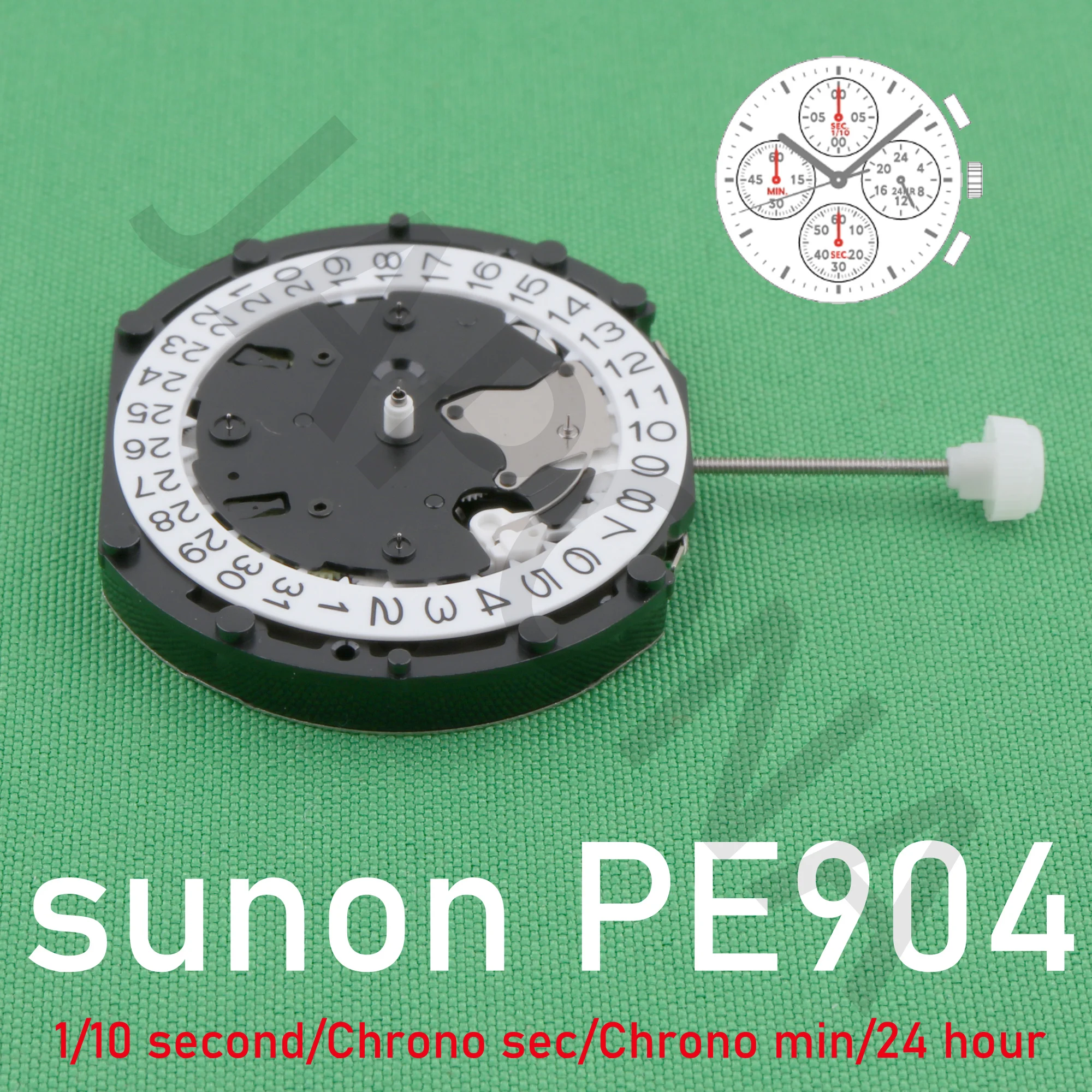 PE904 movement sunon PE90 movement watch Ligne Quartz Movement Three Hands with 4Eyes＆Date Small Chrono Sec＆ Min,24Hour,1/10 sec