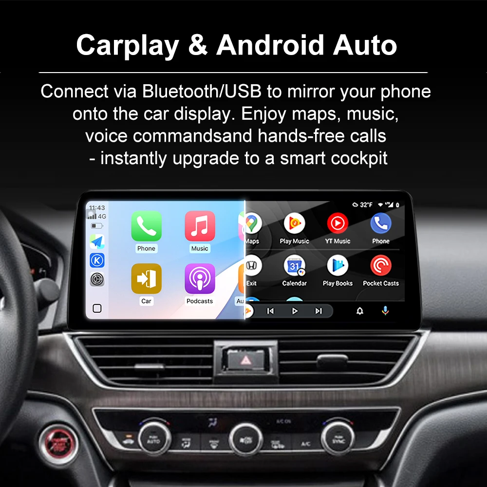 أندرويد 15 Carplay راديو السيارة التلقائي لهوندا صالح جاز 2014-2020 RHD/LHD نظام تحديد المواقع والملاحة ستيريو الوسائط المتعددة مشغل فيديو الشاشة