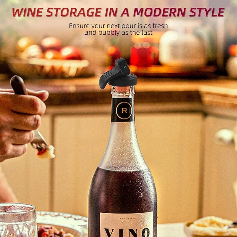 6 قطعة سدادات زجاجات النبيذ قابلة لإعادة الاستخدام البلاستيك النبيذ الفلين سدادات النبيذ أغطية الزجاجات سدادات الشمبانيا مع ختم محكم JT550