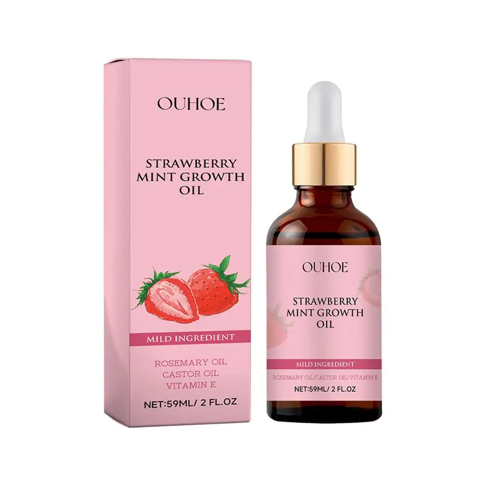 Natural Nourishing Oil Strawberry Mint Growth Oil For Dry Damaged Hair Mint Scalp & Hair Strengthening Oil Hair Care N8O3