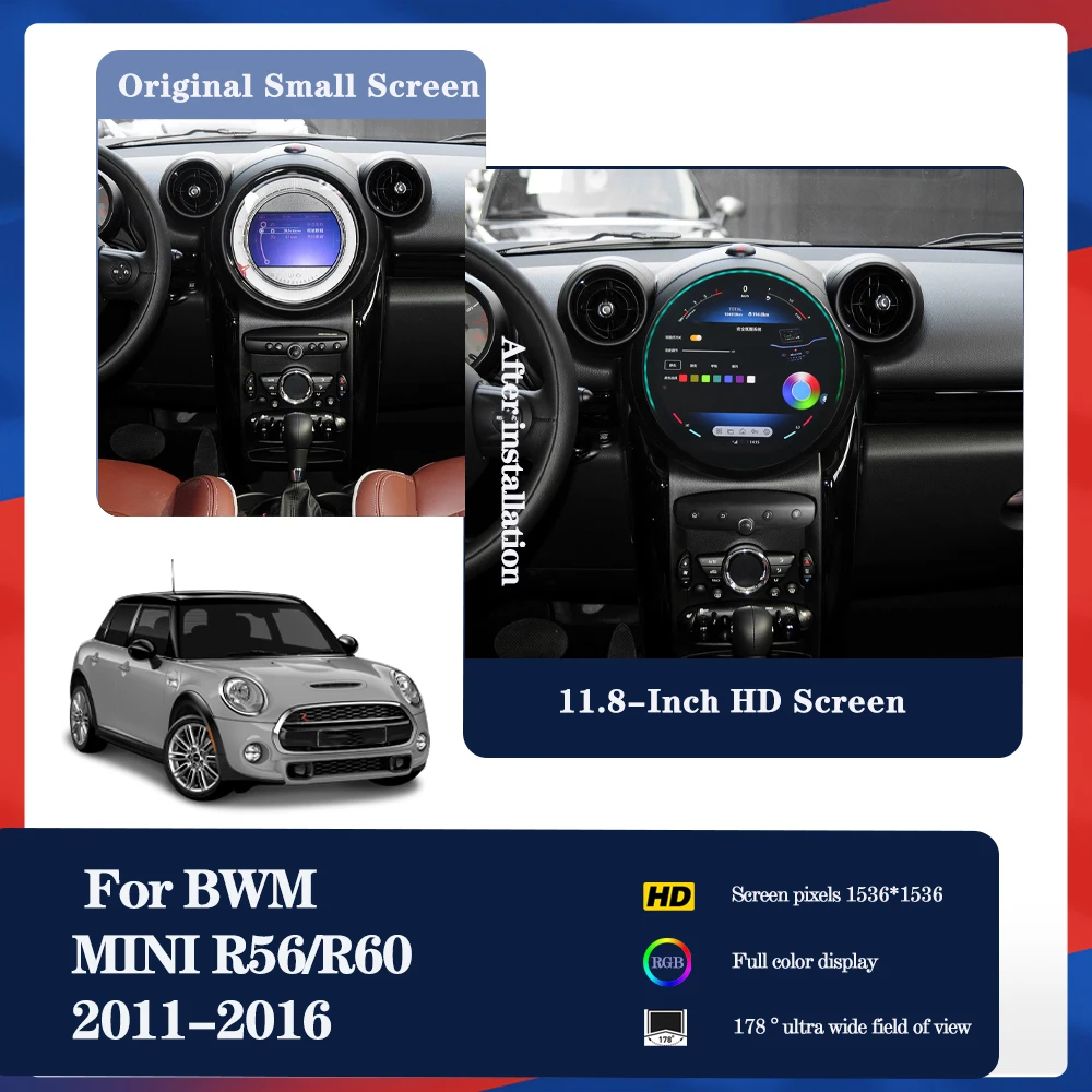 For BMW Mini Cooper R56 R60 2011-2016 OLD TO NEW Auto Carplay Car GPS Navigation Stereo Multimedia Player 360