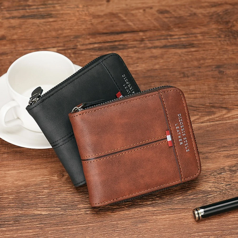 

New Portable Short Coin Purse Folding Vintage Credit Card Holder PU Leather Coin Pouch Gift