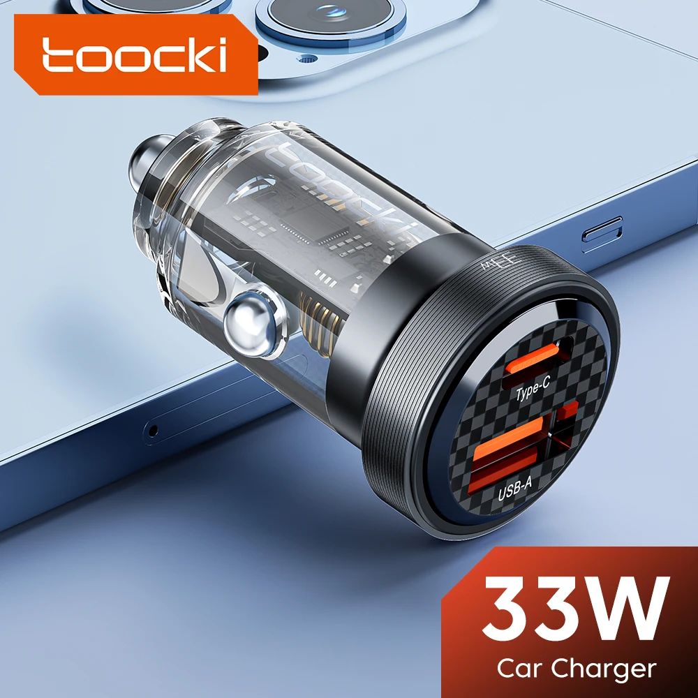 شاحن سيارة توكي ميني 33 واط USB نوع C PD3.0 QC3.0 شحن سريع للهواتف في السيارة لأجهزة آيفون وسامسونج وشاومي وهواوي