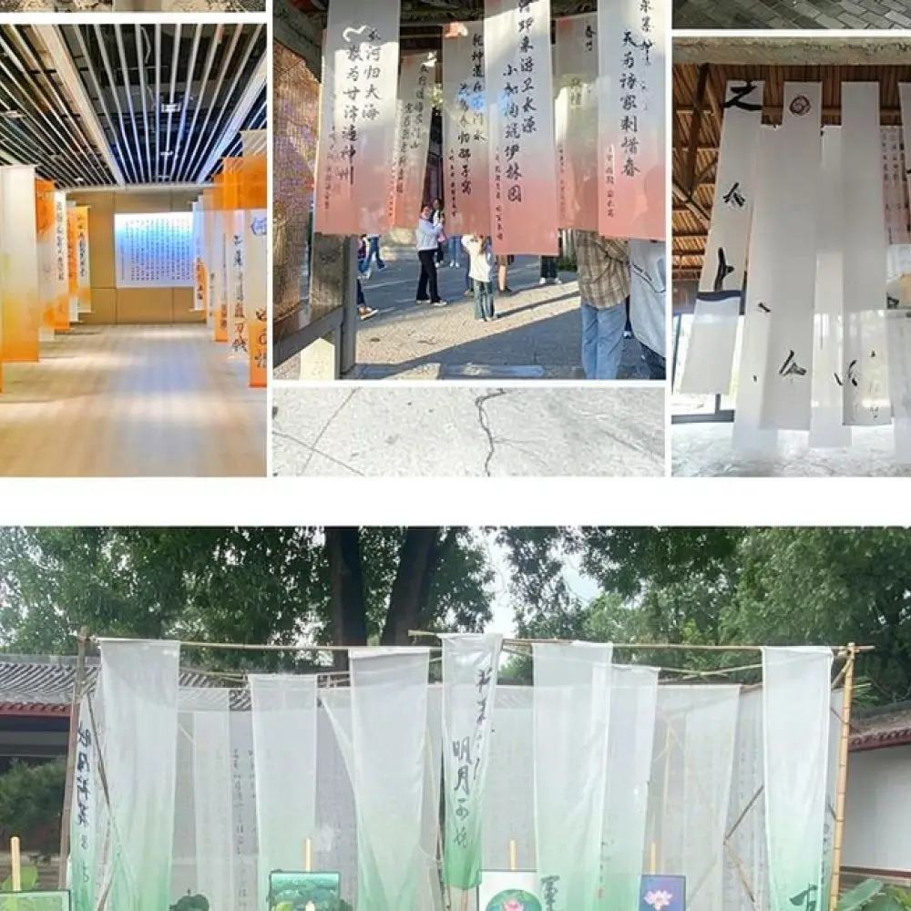 Decorative Bamboo Sheer Hanging Fabric Room Divider Chinese Style Backdrop Curtain Zen Home Interior Aesthetic Decor