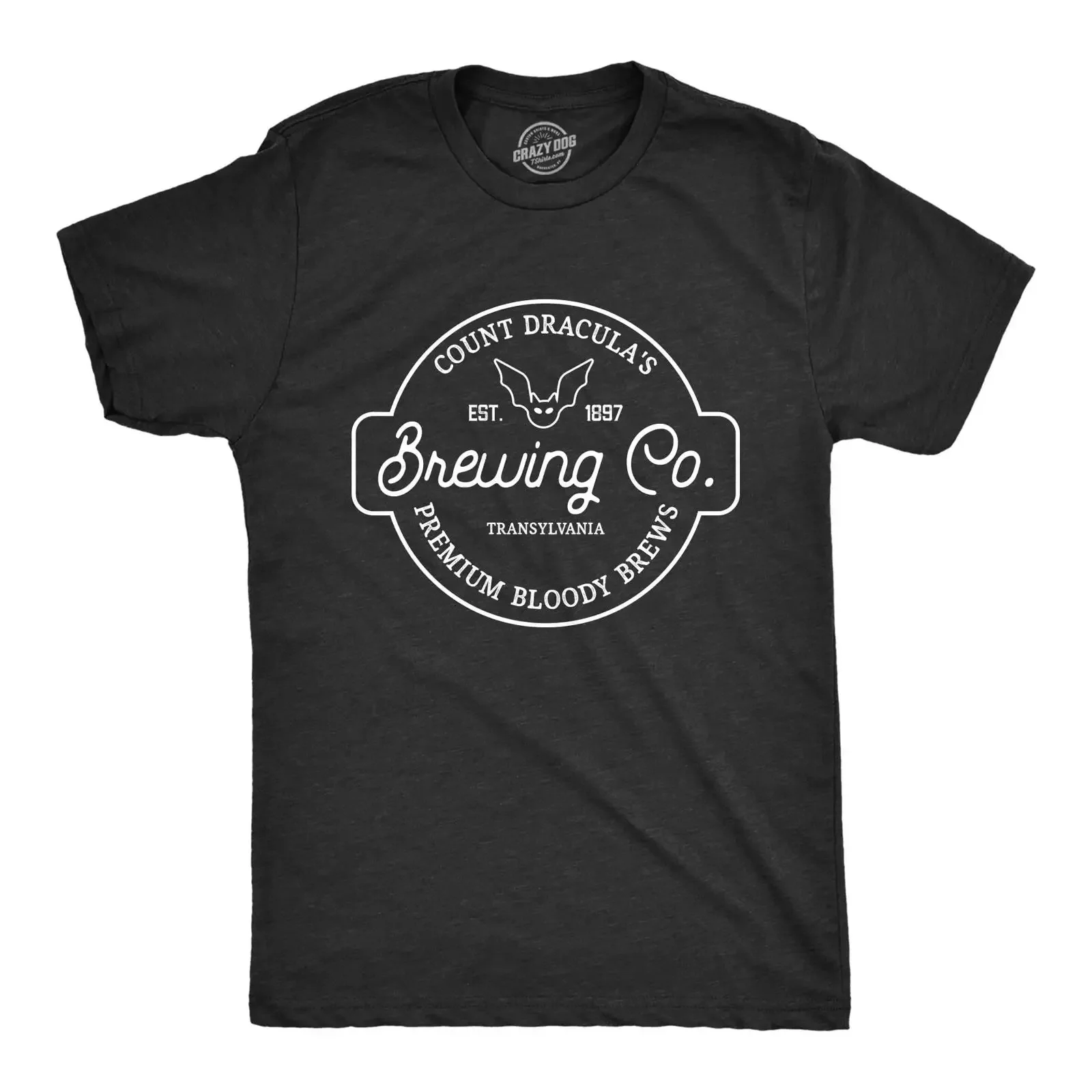 Mens Count Draculas Brewing Co T Shirt Funny Spooky Halloween Vampire Blood for Guys vintage Washed Slightly Stretched graphic