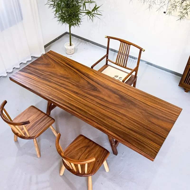 Walnut log tea table Solid wood office large board tea table Designer simple and advanced