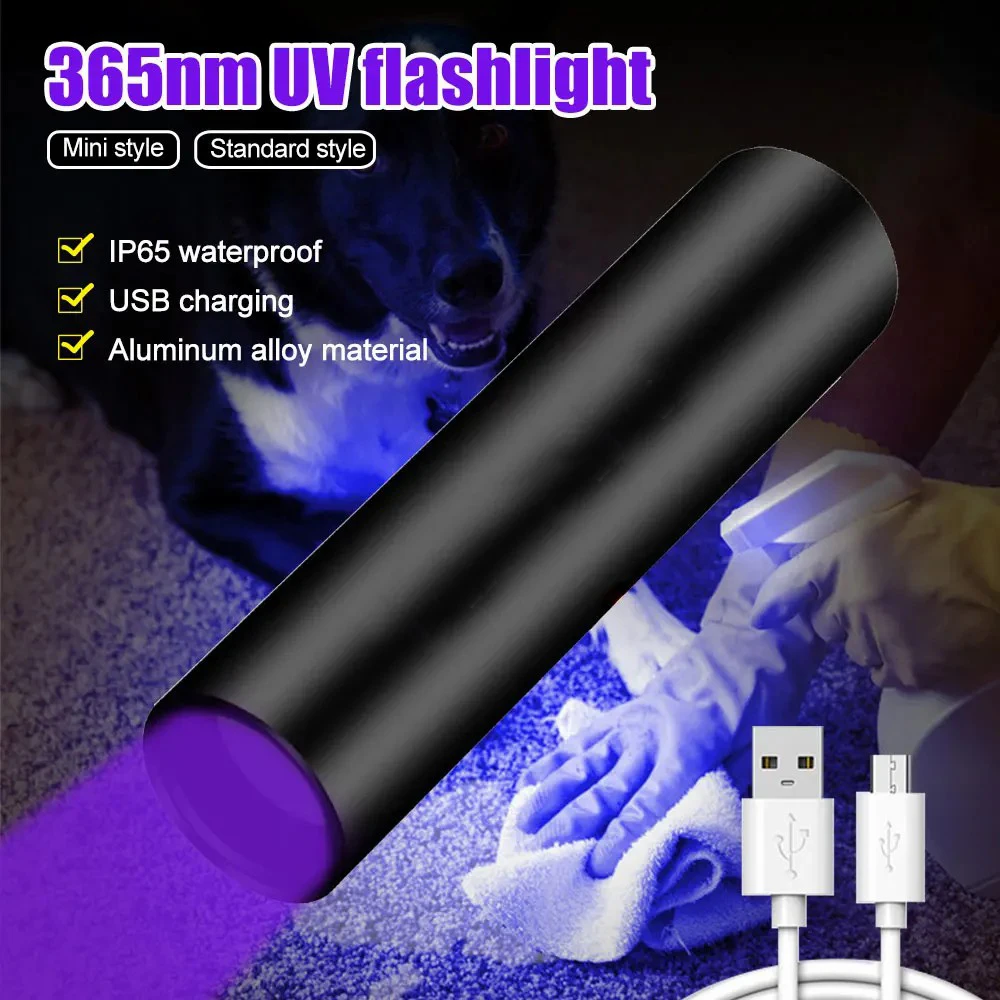 Mini UV light machine Ultraviolet Torch Zoomable Portable Black Mirror Purple Light Detection Torch TypeC Rechargeable UV Light