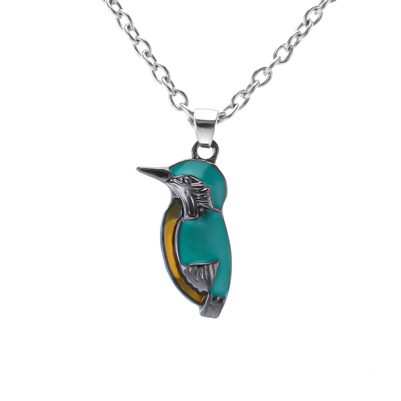 Lovely Little Blue Bird Drop Pandent for Women Elegant Girl Stylish Jewelry Gun Siliver Color Metal Cute Animal Necklace Gift