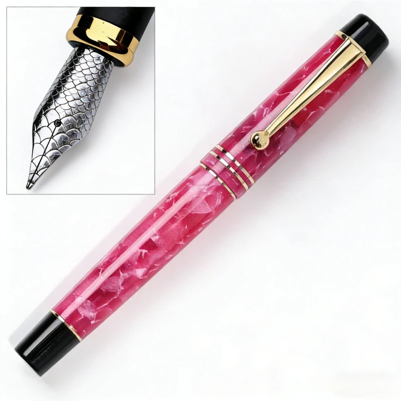 

Ручка-фонтан JOWO BALAOYE, розовая, из полимерной смолы, №6, с пером Long Knife Fish Scale F/M, 0.7 мм, ретро, из твердой резины, изогнутая, 1.5, для каллиграфии