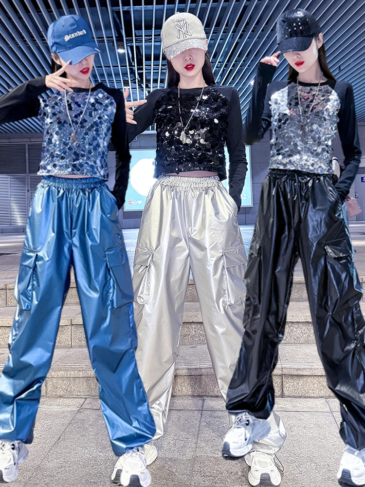 Sexy Adult Sequin Jazz Dance Outfit Modern Dance Performance DS Show Suit Female Sweet Cool Cheerleading Set Cotton Fabric