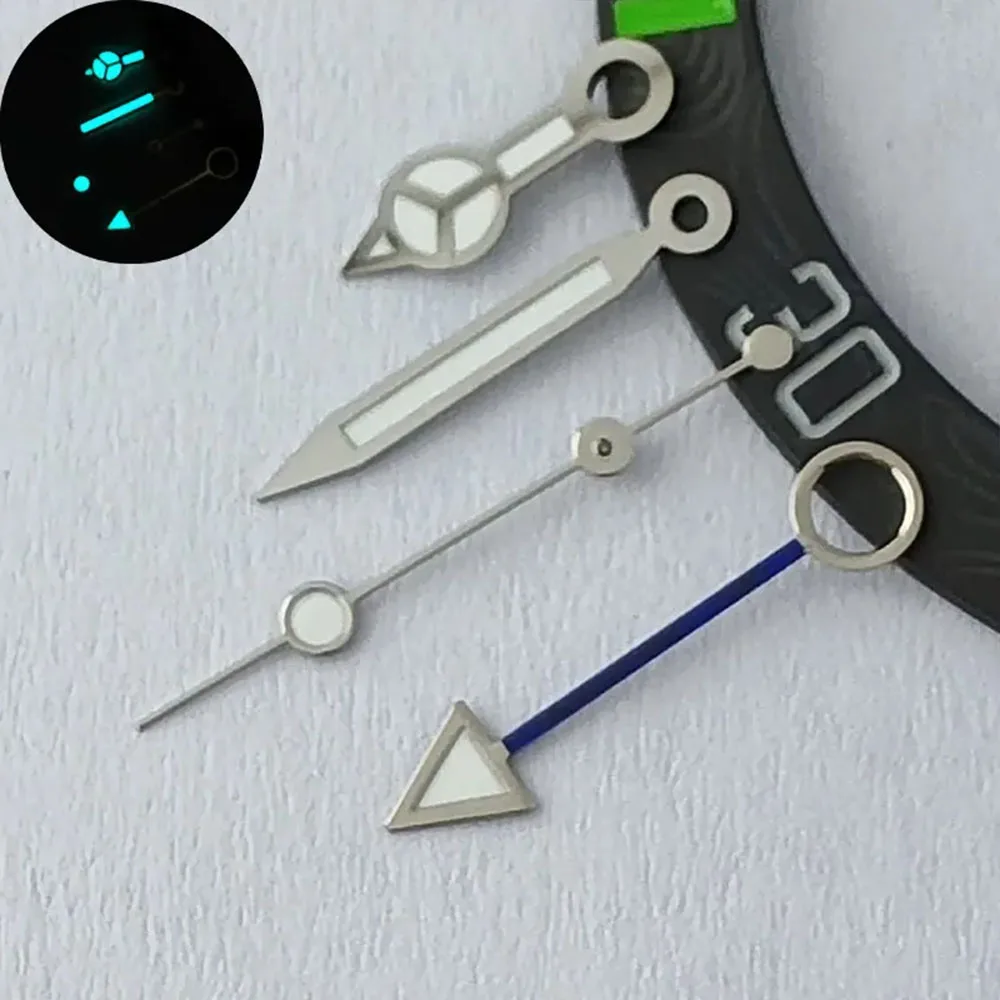 Silver GMT hands blue-green/green luminous NH34 GMT watch 4-point NH34A 4R34 automatic movement watch accessories watch parts