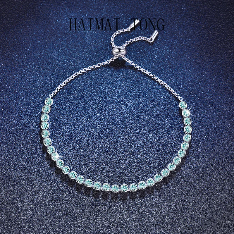 

HAIMAITONG PT950 платиновый браслет женский муассанит постепенное изменение озера зеленый свет роскошный браслет из муассанита с высоким смыслом adjus