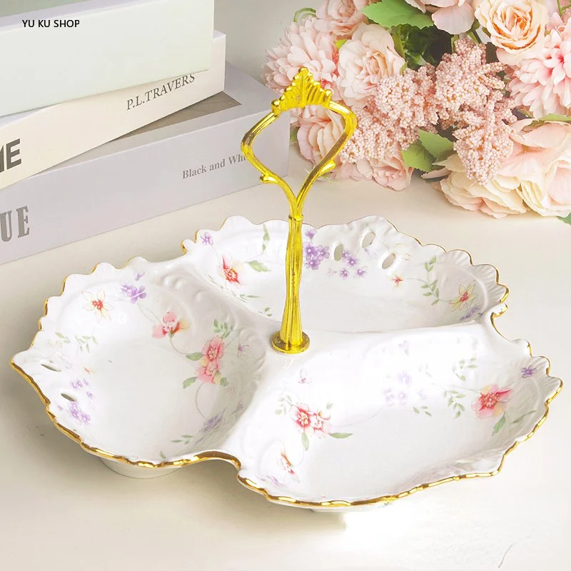 European Candy Tray Creative Fruit Tray Cake Stand Refreshment Fruit Tray for Christmas Party Dessert Bread Plates Tableware