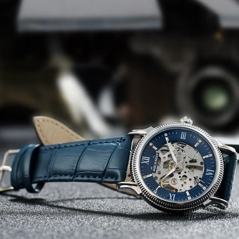 Fashion brand mechanical men's watch AOCASDIY waterproof luminous wristwatch luxury hollowed out multi-color dial business watch