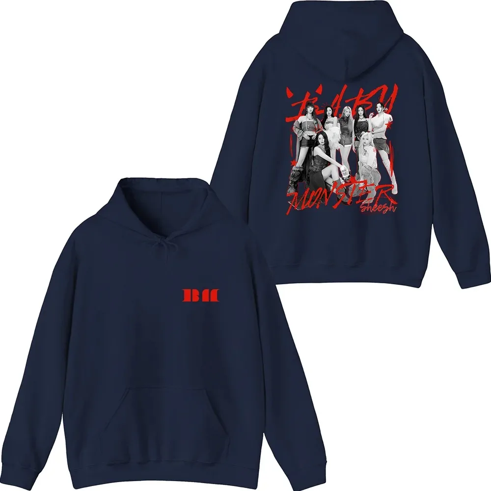 Babymonster ألبوم بالتنقيط الرسم الخريف الشتاء يشعر الدافئة المتضخم Y2k البلوز هوديس الرجال النساء Harajuku الجمالية رياضية #4