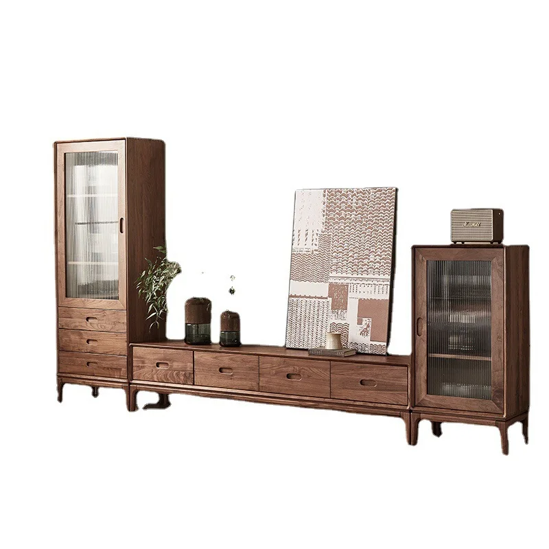 

solid wood TV side cabinet living room audio-visual cabinet Nordic light luxury modern simple coffee table