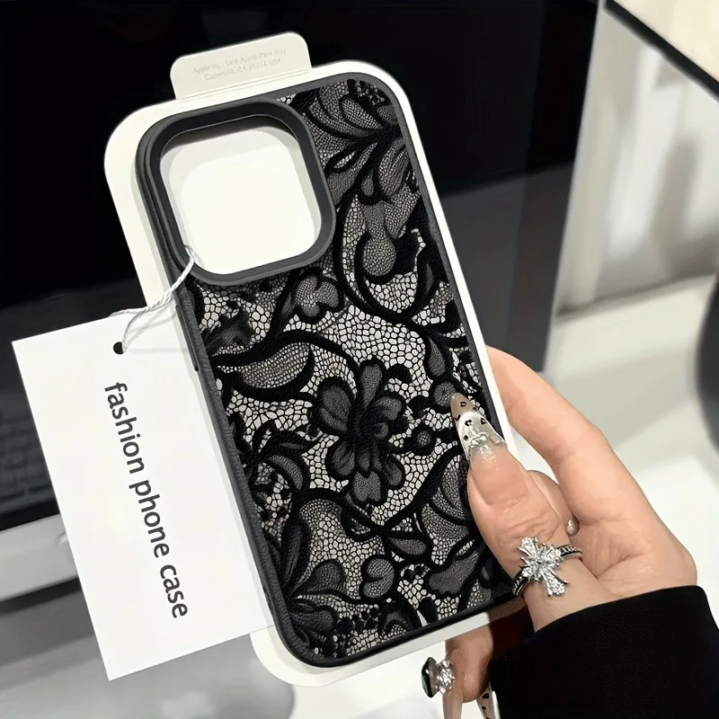 

New Style Lace Patterned Lychee Textured TPU Phone Case For iPhone 17 16 15 14 Pro Max 13 12 11 XS X XR 16 Plus 16E 17 Air Cover