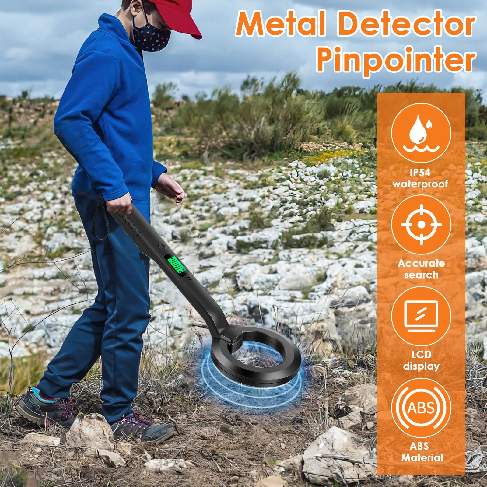 Metal Detector Portable High Sensitivity Metal Detector with Audible and Vibration Alerts 360° Scanning Handheld Metal Detector