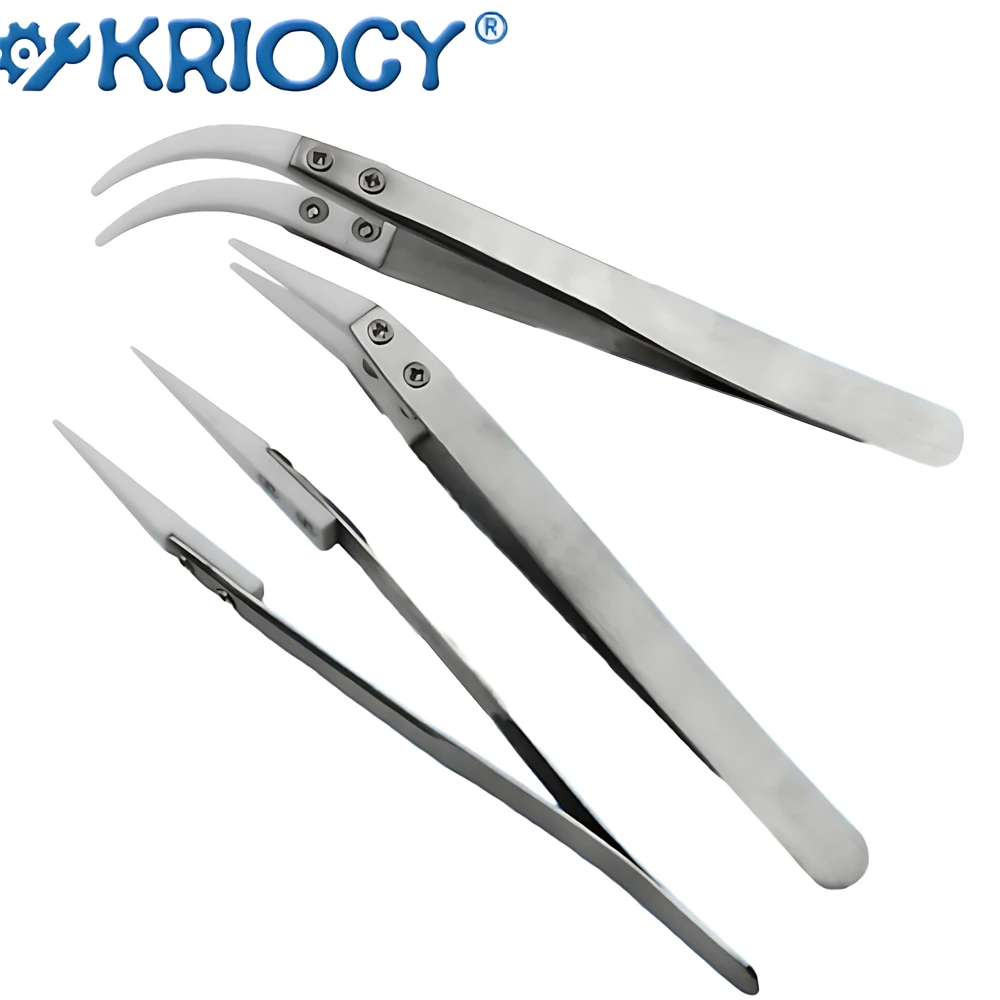 

1/3PCS Straight Aimed Ceramic Tweezers for Electronics Soldering Stainless Steel Handle Precision Tweezers Hand Tool