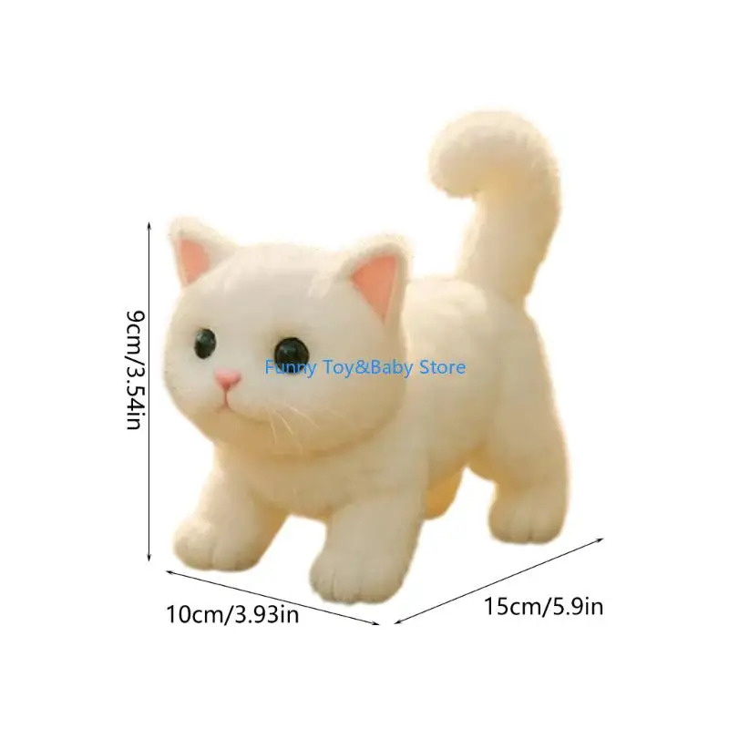 Brinquedo gatos pelúcia interativa com movimento som realista Meows Tail para amante animais estimação Operação