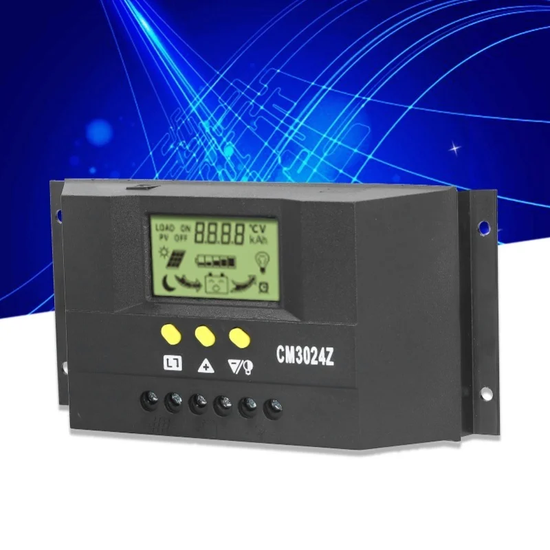 CM3024Z PWM Solar Charge Controller LCD Display Solar Panel Intelligent Regulator 12V 24V30A