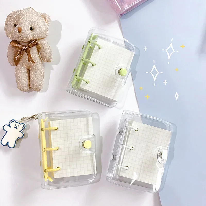 Fromthenon Mini 3-hole Loose-leaf Notebook Transparent PVC Shell Girl's Heart Spiral Notebook Coil Binder Inner Page Book