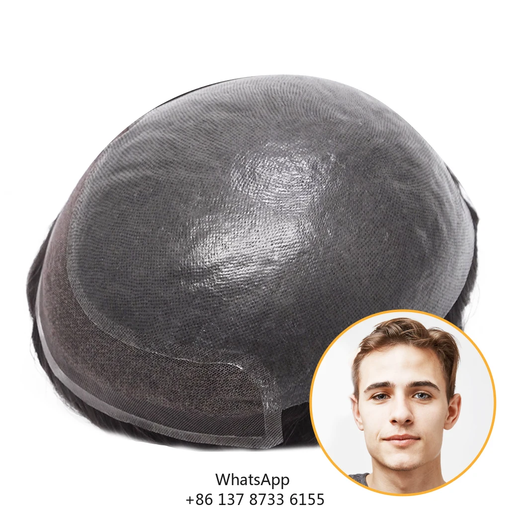 

HS15 + Мужской парик с кружевной передней частью 0,08 мм, супер тонкая кожа, оптовая продажа, система замены натуральных волос