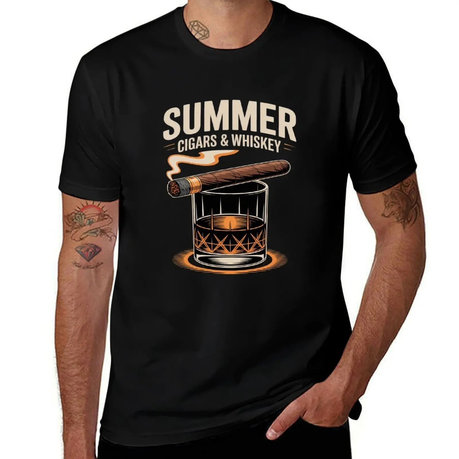 

Summer Cigars & Whiskey T-Shirt summer top funny meme t-shirts anime t shirts plain t shirts men
