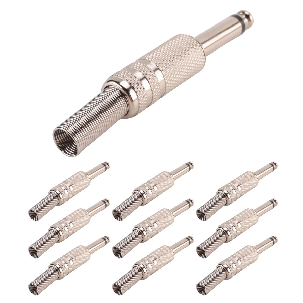 6.35mm Mono Amplifier Plug 1/4Inch Male Mono Monaural Jack Audio Cable Connector Plug Microphone Audio Connectors 10Pcs