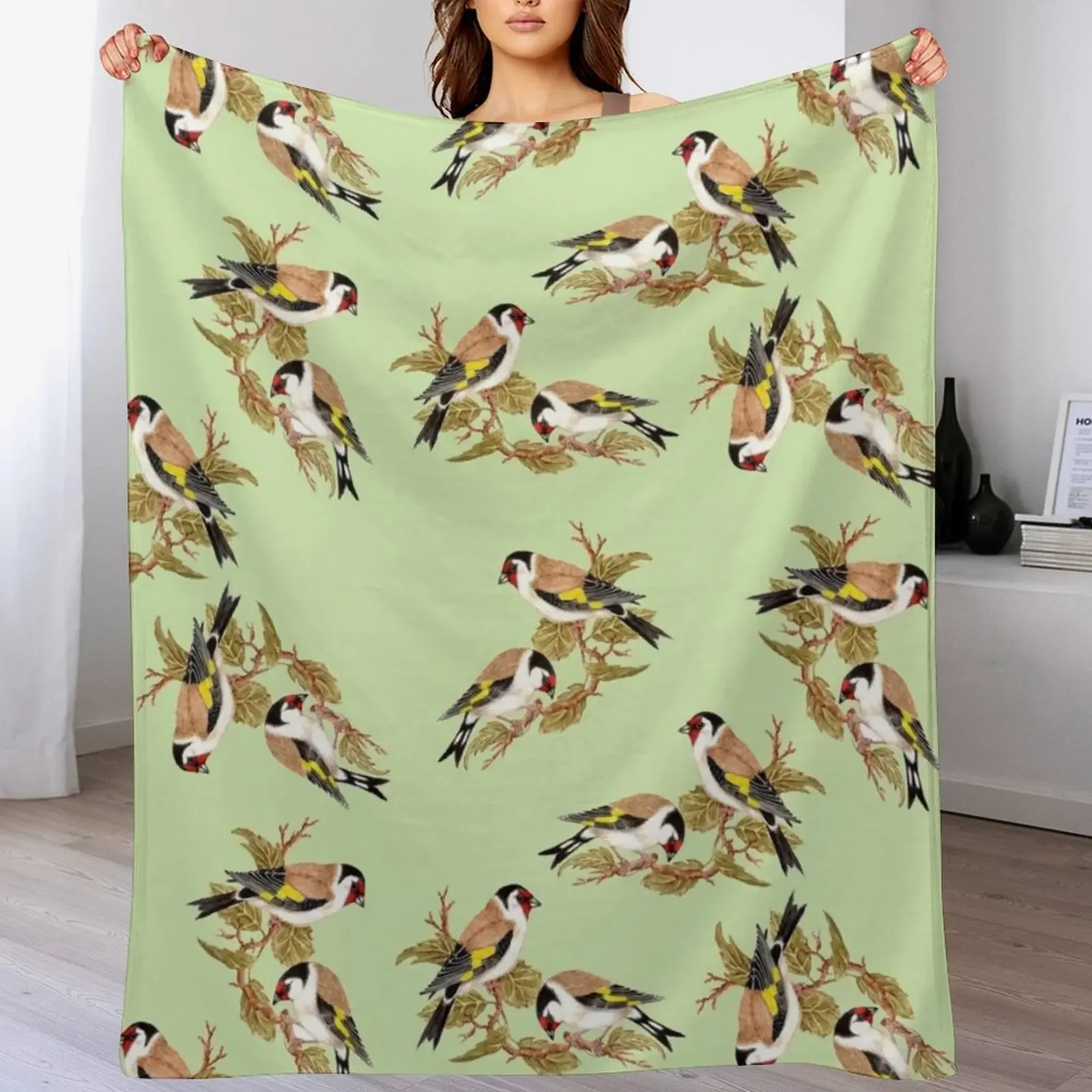 A Charm of Goldfinches! Throw Blanket Polar Winter beds Blankets Sofas Of Decoration Blankets