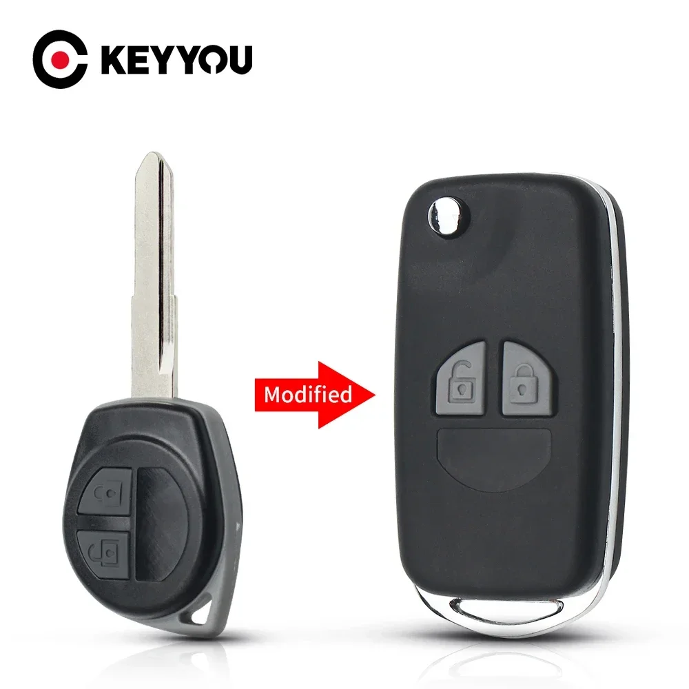 KEYYOU Modified Flip Key Case Shell For Suzuki Swift SX4 Alto JIMNY Vitara Ignis Grand Splash Liana Aerio Grage Agila 2 Buttons