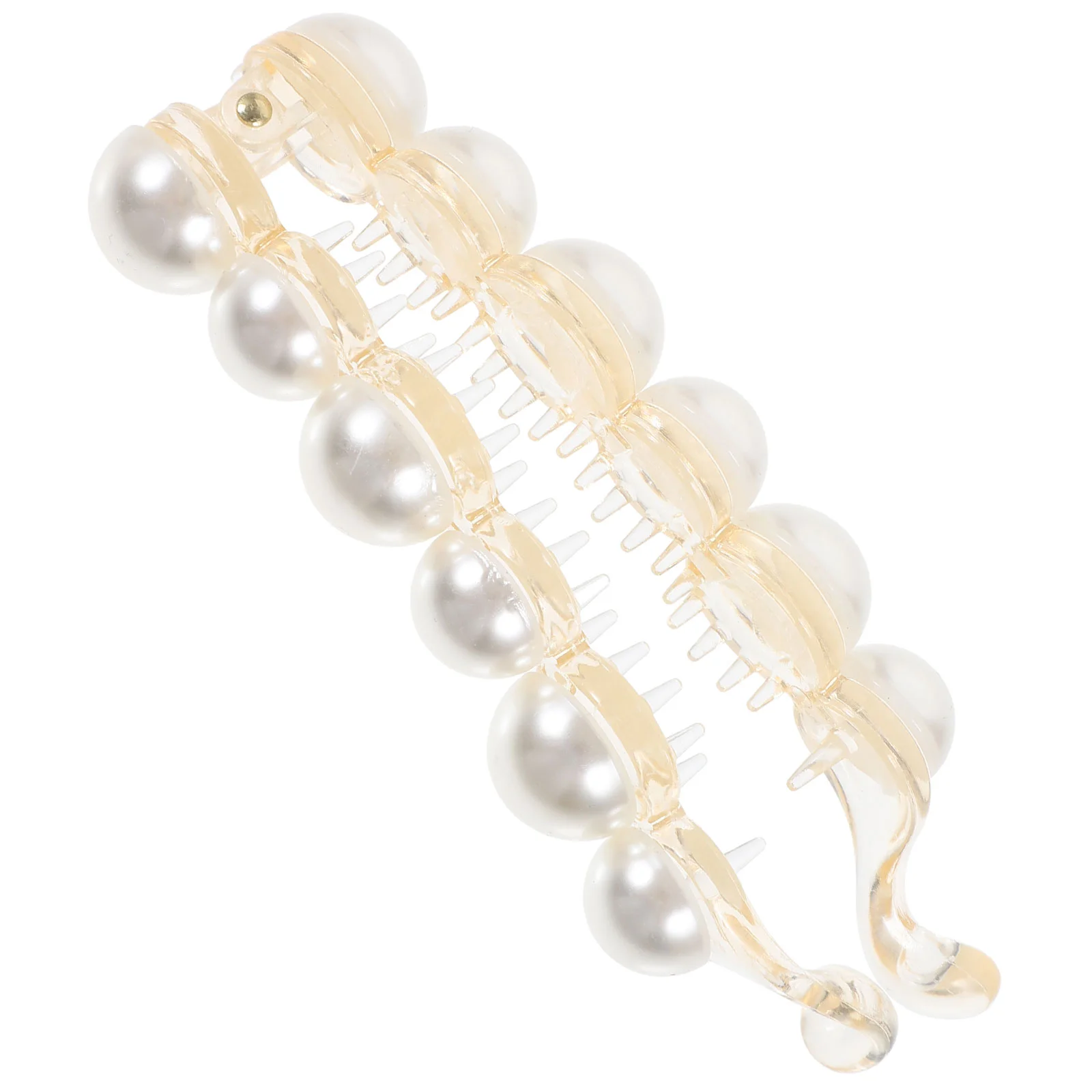 

Hair Gems Banana Clip Ponytail Clips Pearl Acrylic Barrettes White Plastic French for