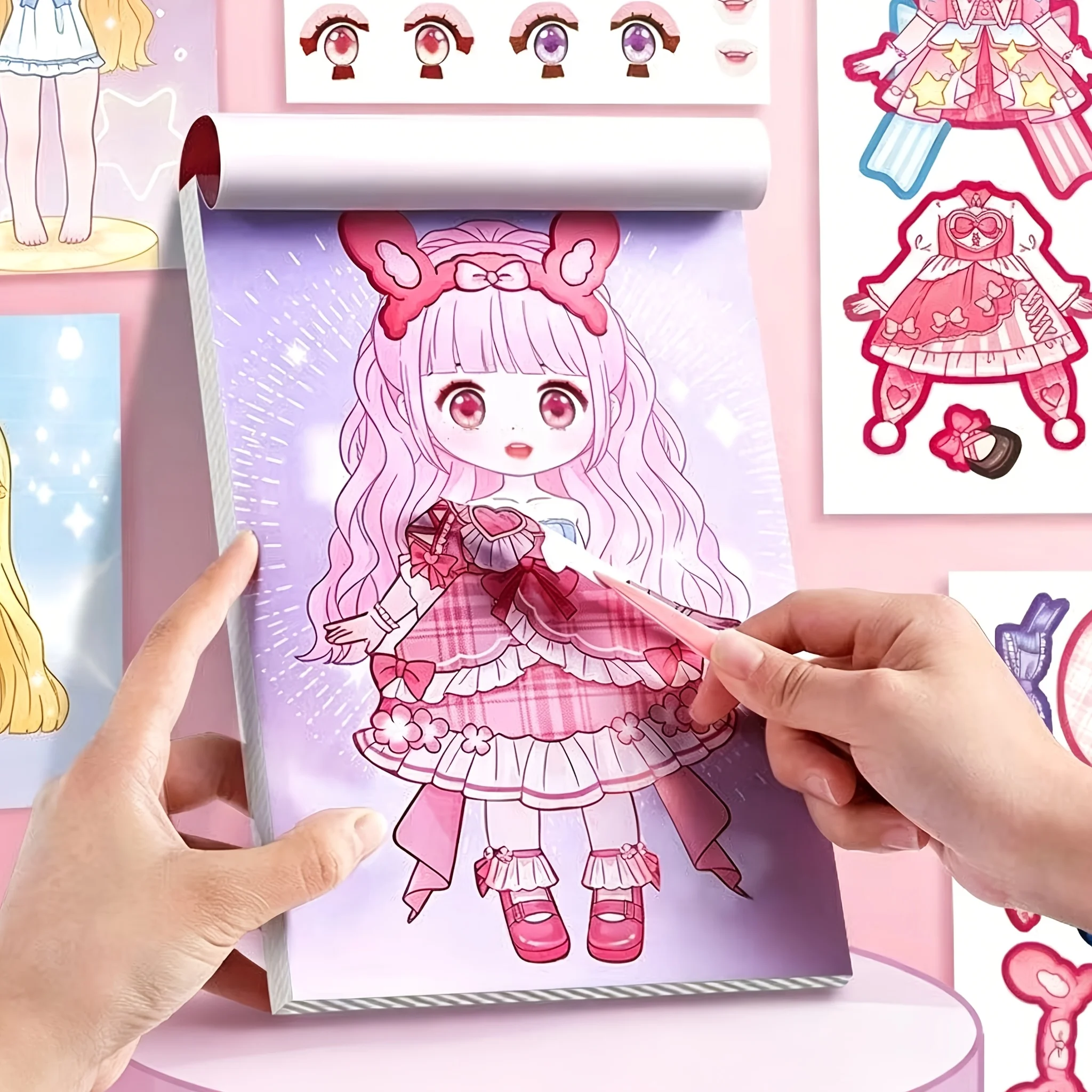 Children's Princess Makeup Sticker Book, Cute Cartoon Girl Face Features Makeup Stickers, DIY Makeup Matching Educational Craft Toy, Enhances Concentration, Suitable for Girls Aged 3 and Above, Birthday Gift with Multiple Styles to Choose from